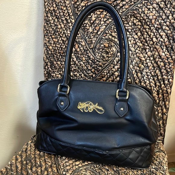 Betsey Johnson Handbags - Betsey Johnson Faux Leather Black Handbag/Purse Quilted Botton Edge